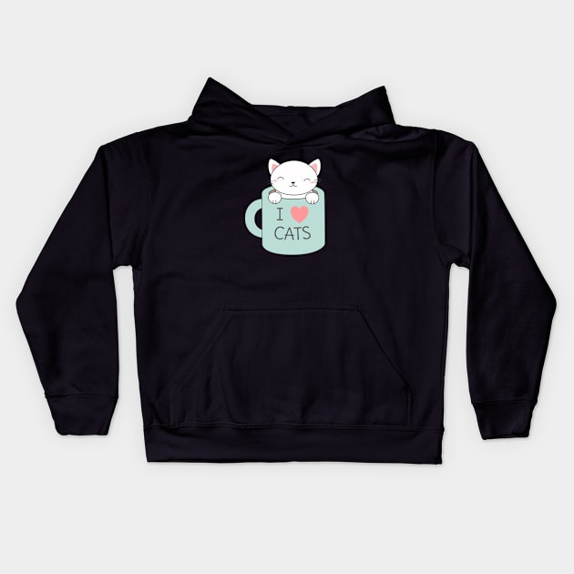 Cute and kawaii l love cats Kids Hoodie by happinessinatee